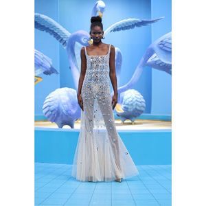 GEORGES HOBEIKA Square Neck Beaded Tulle Gown $7950